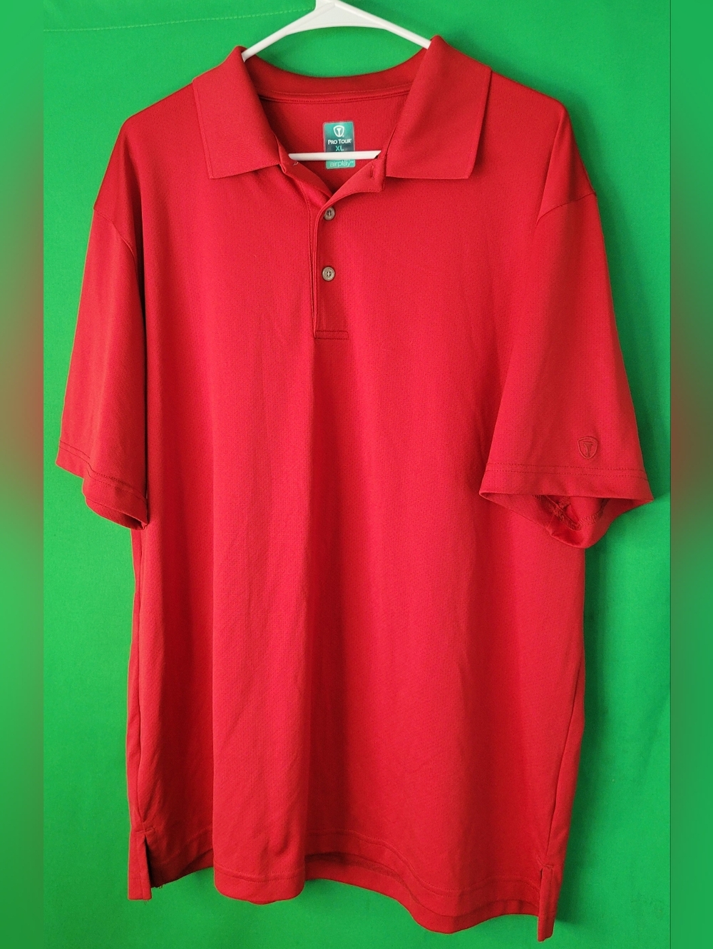 Men's Red Performance Polo Shirt Pro Tour Golf Dress Top Size XL Airplay Collar